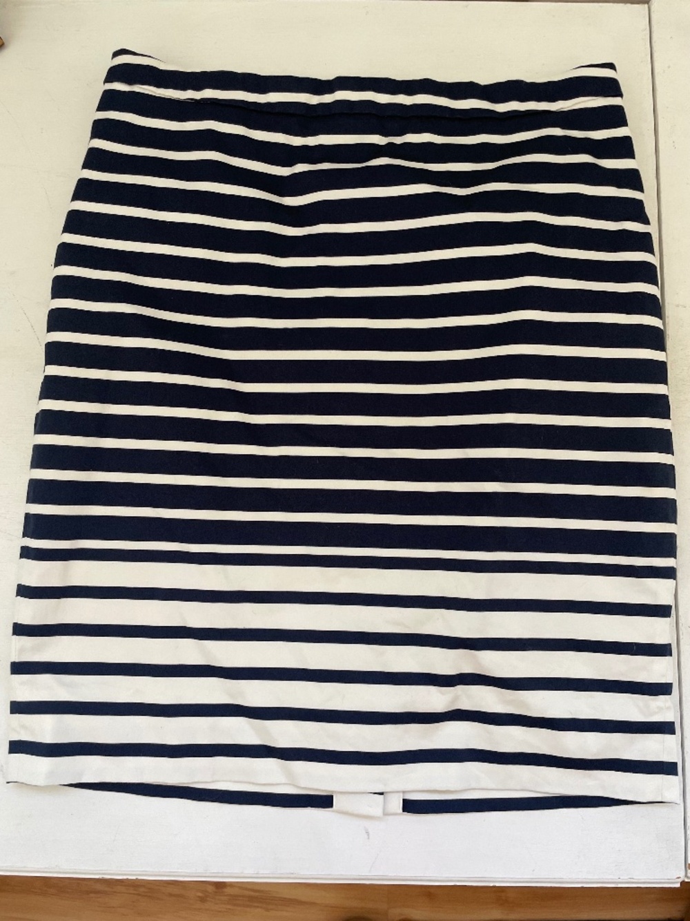 J.CREW The Pencil Skirt Navy White Striped 6P